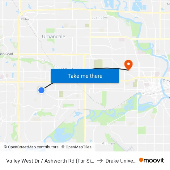 Valley West Dr / Ashworth Rd (Far-Side), Wdm to Drake University map