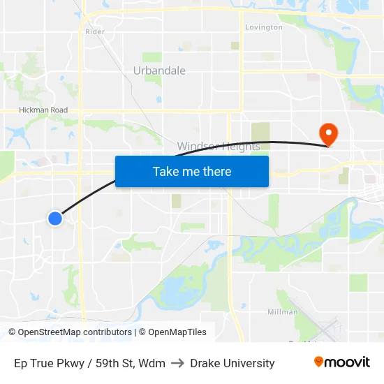 Ep True Pkwy / 59th St, Wdm to Drake University map