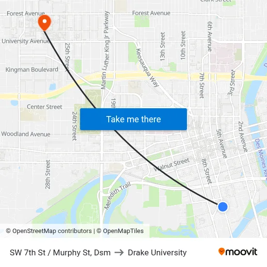 SW 7th St / Murphy St, Dsm to Drake University map