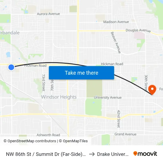 NW 86th St / Summit Dr (Far-Side), Clv to Drake University map
