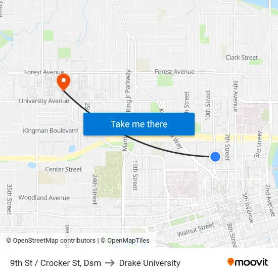 9th St / Crocker St, Dsm to Drake University map