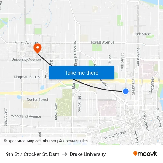 9th St / Crocker St, Dsm to Drake University map