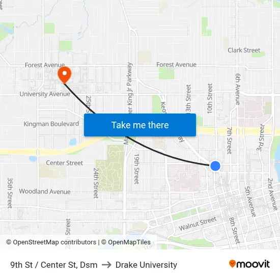 9th St / Center St, Dsm to Drake University map