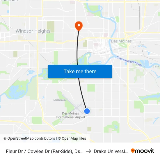 Fleur Dr / Cowles Dr (Far-Side), Dsm to Drake University map