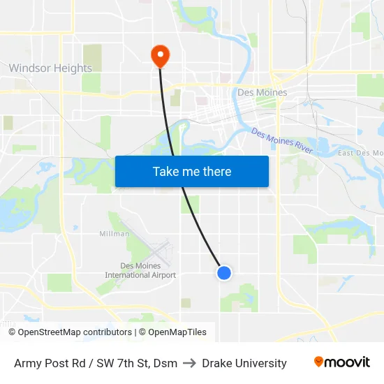 Army Post Rd / SW 7th St, Dsm to Drake University map