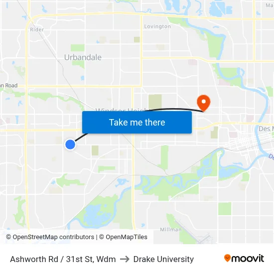 Ashworth Rd / 31st St, Wdm to Drake University map