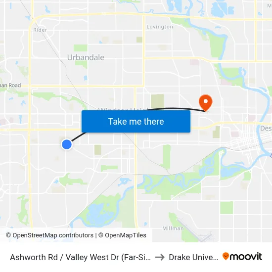 Ashworth Rd / Valley West Dr (Far-Side), Wdm to Drake University map
