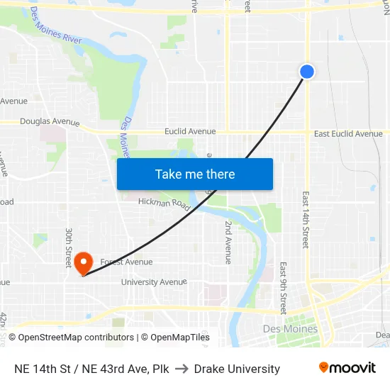 NE 14th St / NE 43rd Ave, Plk to Drake University map