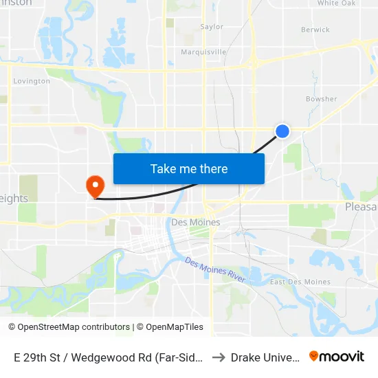 E 29th St / Wedgewood Rd (Far-Side), Dsm to Drake University map
