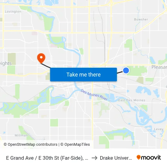 E Grand Ave / E 30th St (Far-Side), Dsm to Drake University map