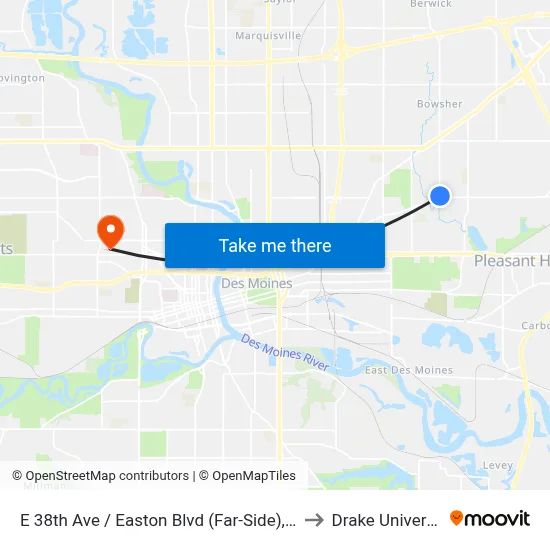 E 38th Ave / Easton Blvd (Far-Side), Dsm to Drake University map