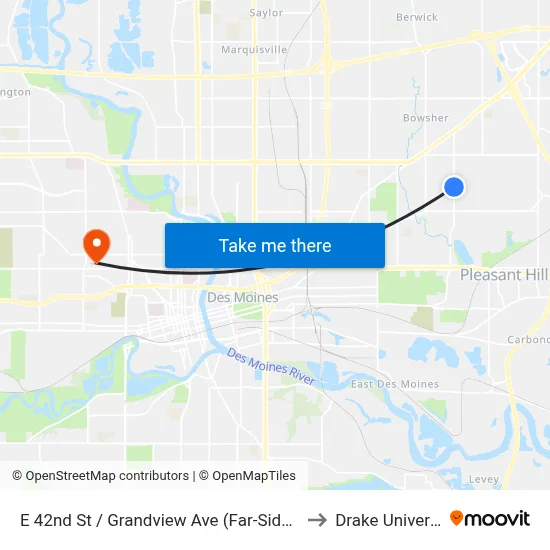 E 42nd St / Grandview Ave (Far-Side), Dsm to Drake University map