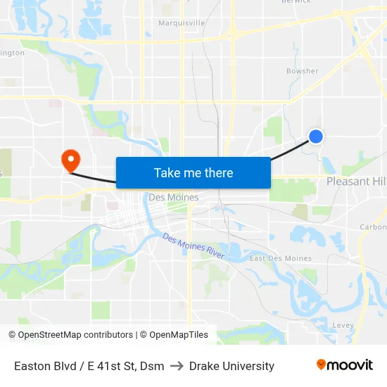 Easton Blvd / E 41st St, Dsm to Drake University map