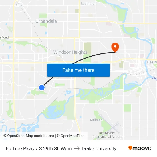Ep True Pkwy / S 29th St, Wdm to Drake University map