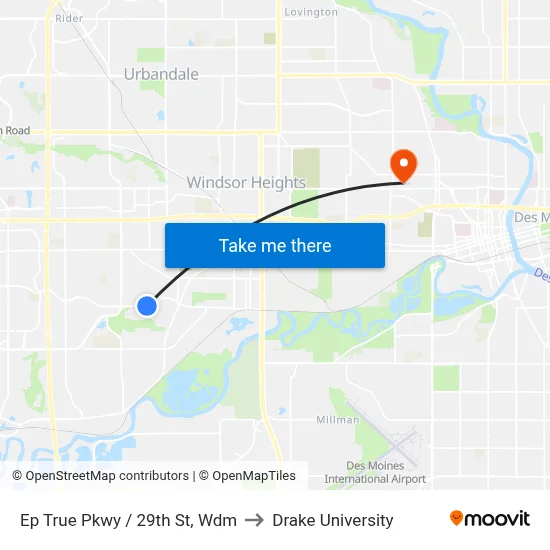 Ep True Pkwy / 29th St, Wdm to Drake University map
