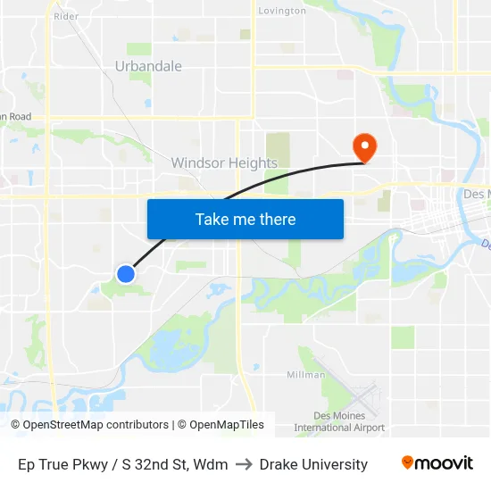 Ep True Pkwy / S 32nd St, Wdm to Drake University map