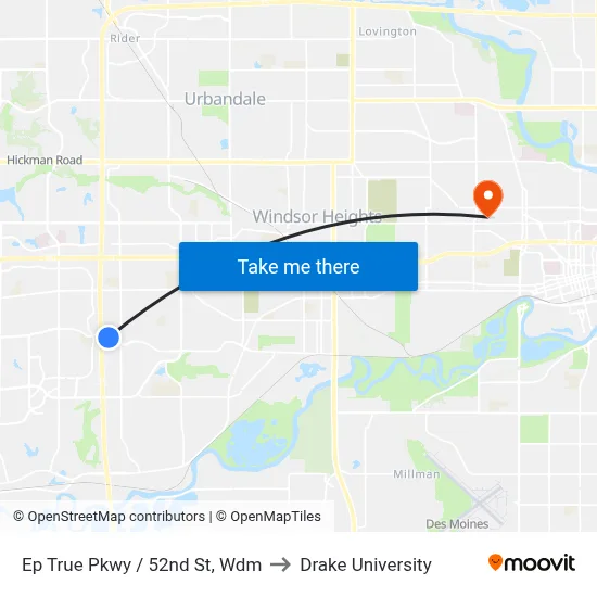 Ep True Pkwy / 52nd St, Wdm to Drake University map