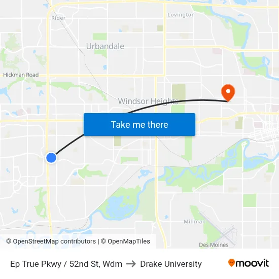Ep True Pkwy / 52nd St, Wdm to Drake University map