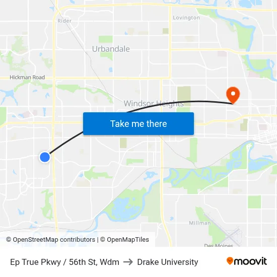 Ep True Pkwy / 56th St, Wdm to Drake University map