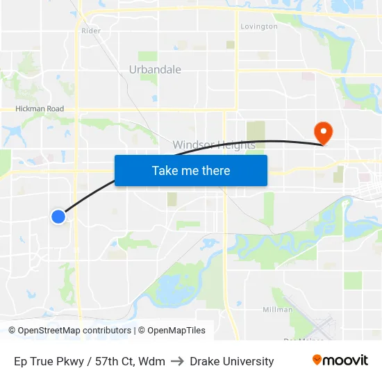 Ep True Pkwy / 57th Ct, Wdm to Drake University map