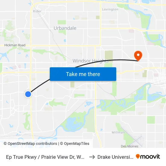 Ep True Pkwy / Prairie View Dr, Wdm to Drake University map
