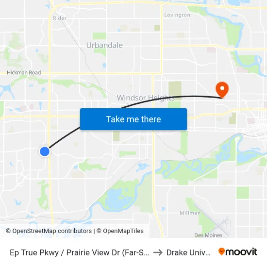 Ep True Pkwy / Prairie View Dr (Far-Side), Wdm to Drake University map