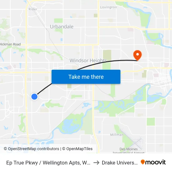 Ep True Pkwy / Wellington Apts, Wdm to Drake University map