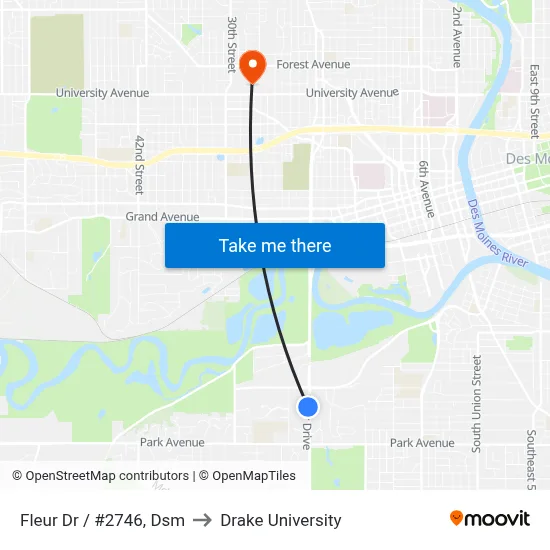 Fleur Dr / #2746, Dsm to Drake University map