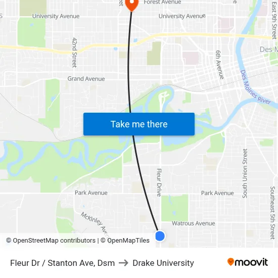 Fleur Dr / Stanton Ave, Dsm to Drake University map