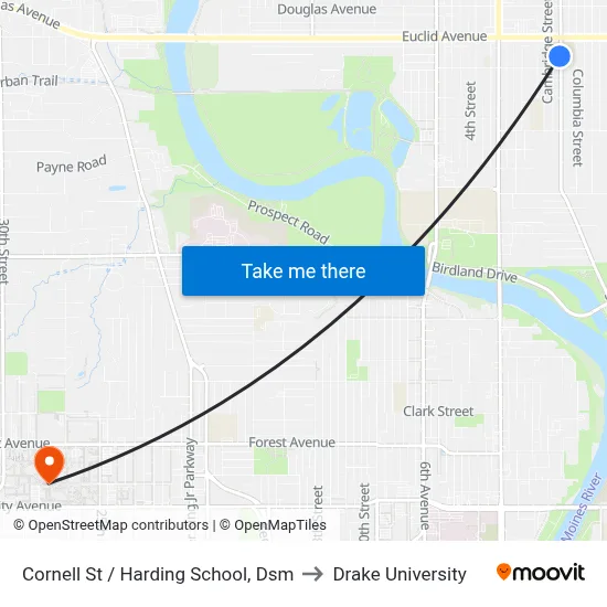 Cornell St / Harding School, Dsm to Drake University map