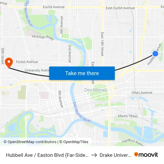 Hubbell Ave / Easton Blvd (Far-Side), Dsm to Drake University map