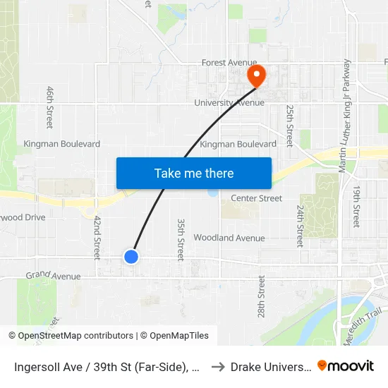 Ingersoll Ave / 39th St (Far-Side), Dsm to Drake University map