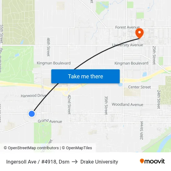 Ingersoll Ave / #4918, Dsm to Drake University map