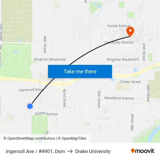 Ingersoll Ave / #4901, Dsm to Drake University map