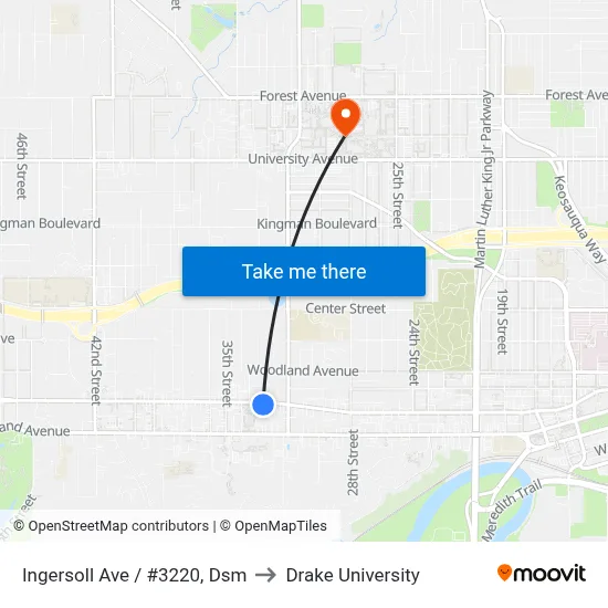Ingersoll Ave / #3220, Dsm to Drake University map