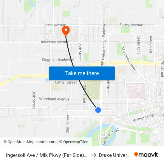 Ingersoll Ave / Mlk Pkwy (Far-Side), Dsm to Drake University map