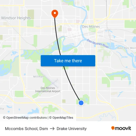 Mccombs School, Dsm to Drake University map