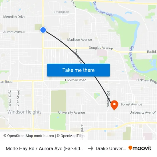 Merle Hay Rd / Aurora Ave (Far-Side), Dsm to Drake University map