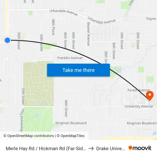 Merle Hay Rd / Hickman Rd (Far-Side), Dsm to Drake University map