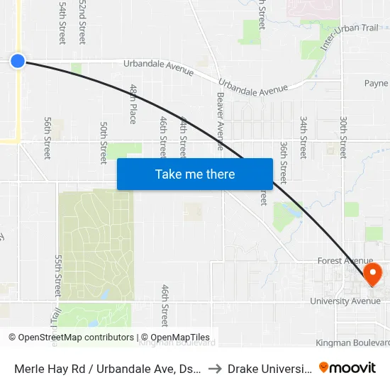 Merle Hay Rd / Urbandale Ave, Dsm to Drake University map