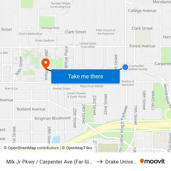 Mlk Jr Pkwy / Carpenter Ave (Far-Side), Dsm to Drake University map