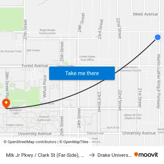 Mlk Jr Pkwy / Clark St (Far-Side), Dsm to Drake University map