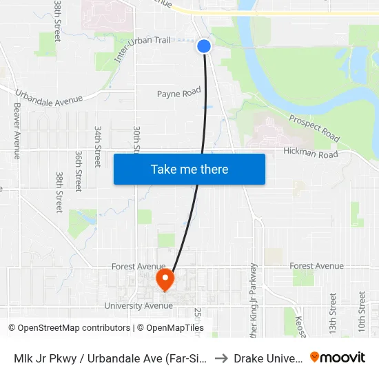 Mlk Jr Pkwy / Urbandale Ave (Far-Side), Dsm to Drake University map