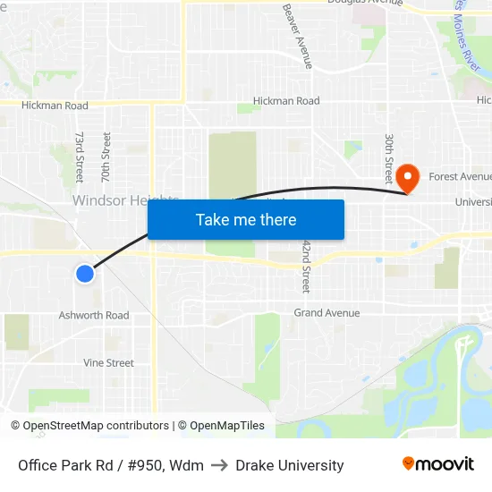 Office Park Rd / #950, Wdm to Drake University map