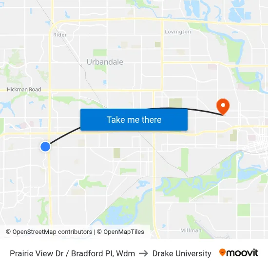 Prairie View Dr / Bradford Pl, Wdm to Drake University map