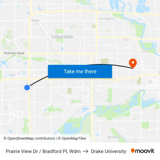 Prairie View Dr / Bradford Pl, Wdm to Drake University map