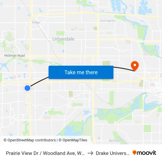 Prairie View Dr / Woodland Ave, Wdm to Drake University map
