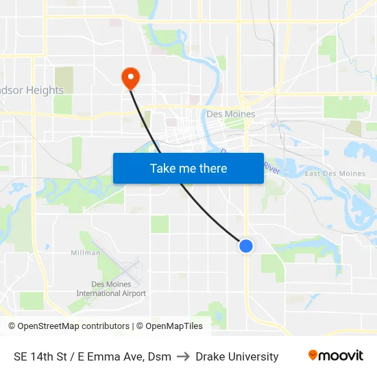 SE 14th St / E Emma Ave, Dsm to Drake University map
