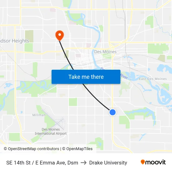 SE 14th St / E Emma Ave, Dsm to Drake University map