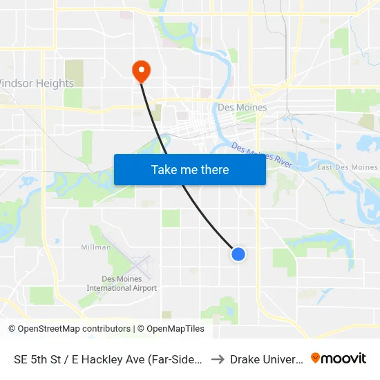 SE 5th St / E Hackley Ave (Far-Side), Dsm to Drake University map